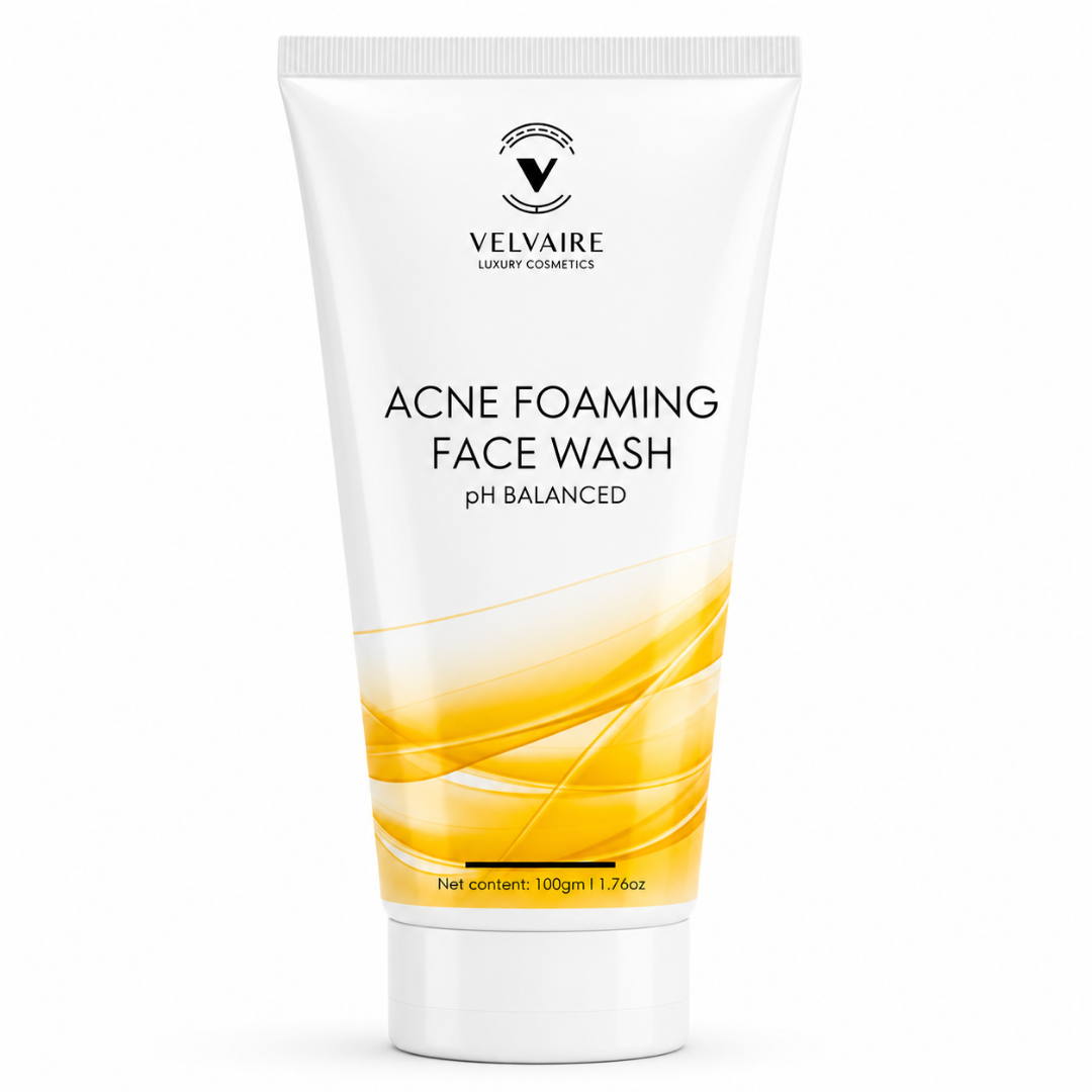 Velvaire Acne Foaming Face Wash 100g: best pH balanced salicylic acid cleanser for acne-prone skin and pimple control.