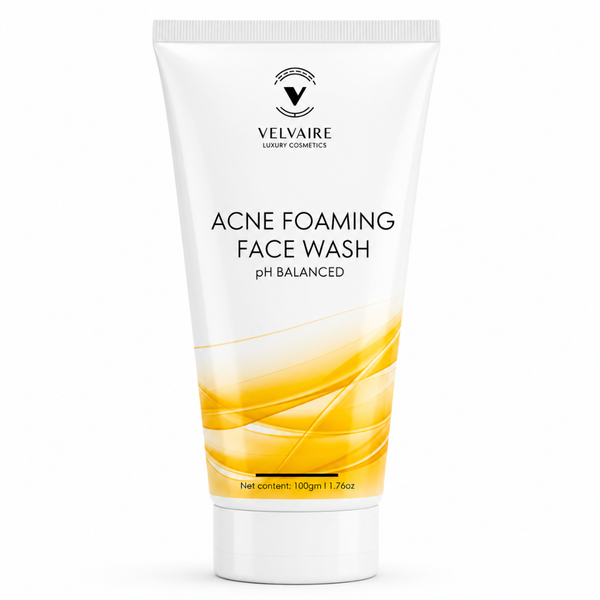 Velvaire Acne Foaming Face Wash 100g: best pH balanced salicylic acid cleanser for acne-prone skin and pimple control.