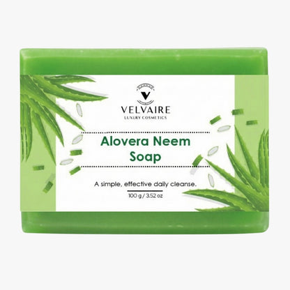 Velvaire natural Alovera Neem soap bar for acne-free clear skin and gentle daily cleanse 100g