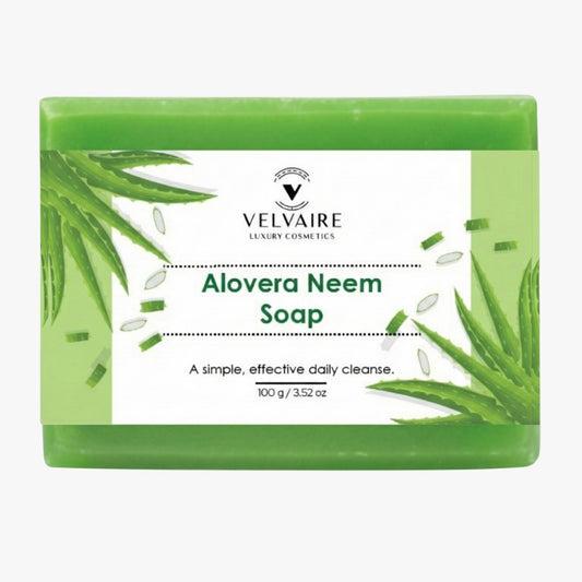 Velvaire natural Alovera Neem soap bar for acne-free clear skin and gentle daily cleanse 100g