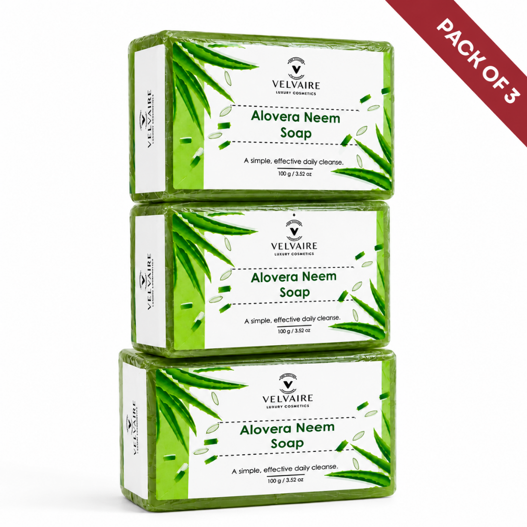 Velvaire Aloe Vera Neem Soap front pack shot - buy neem soap 100g online India