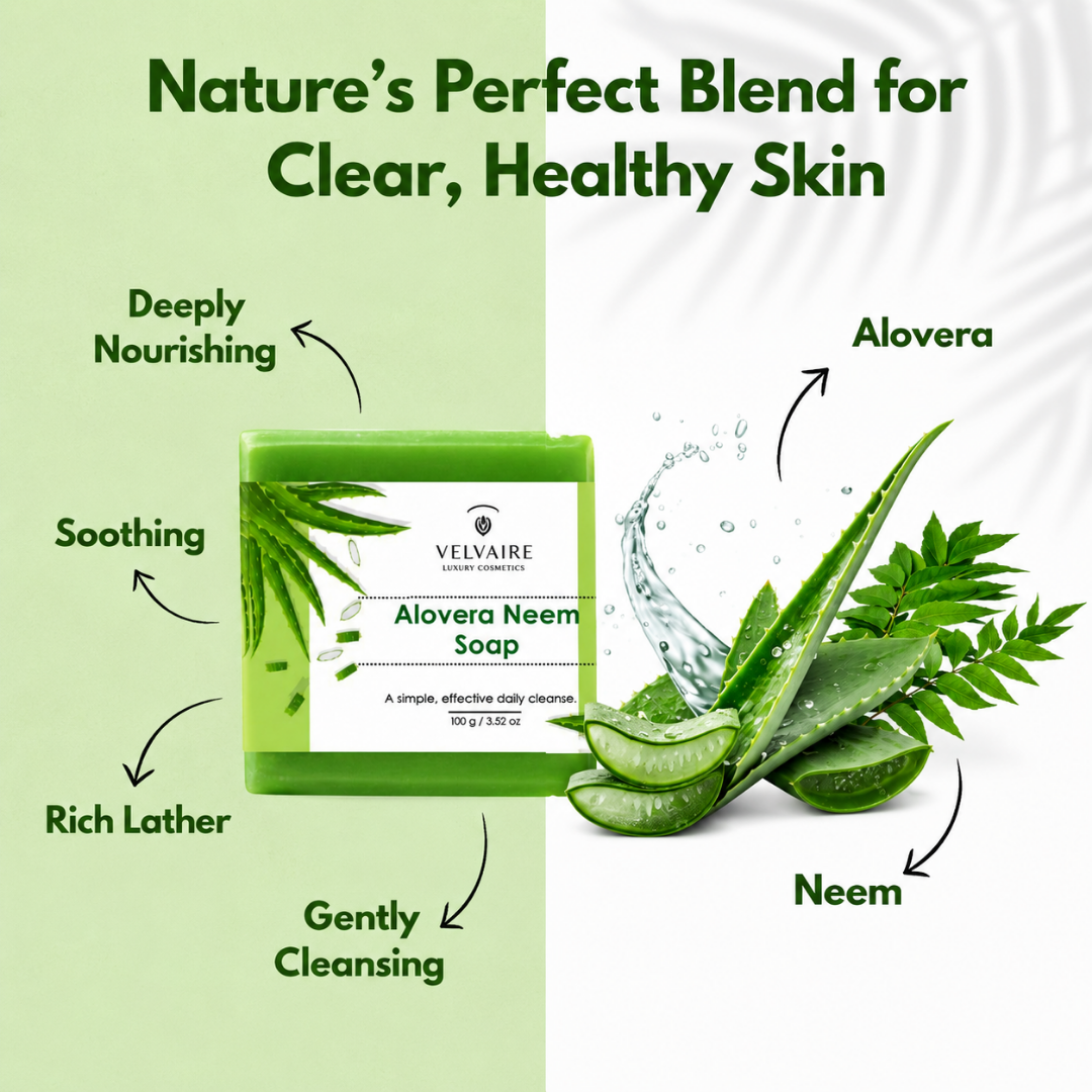 Velvaire Aloe Vera Neem Soap key benefits - buy neem soap 100g online India