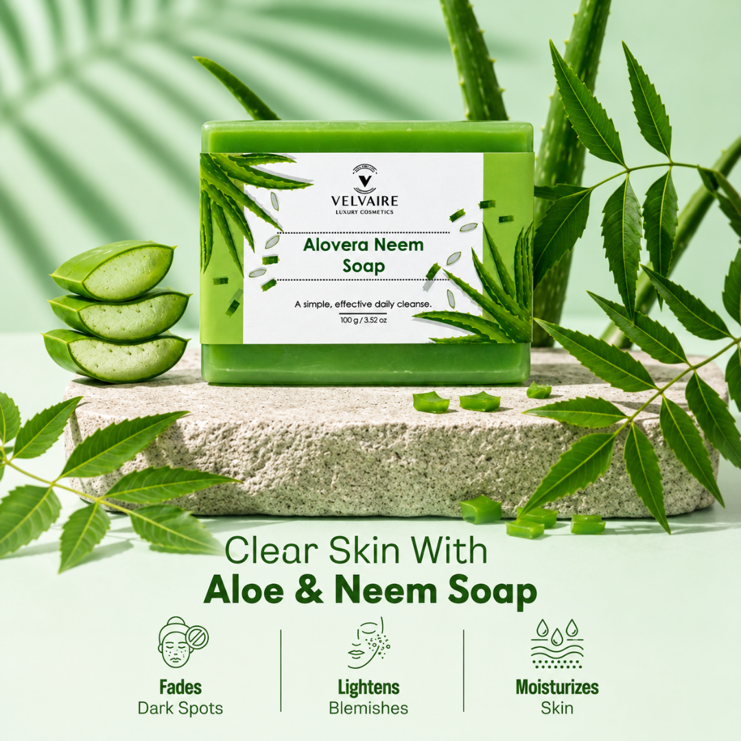 Velvaire Aloe Vera Neem Soap key ingredients - buy neem soap 100g online India