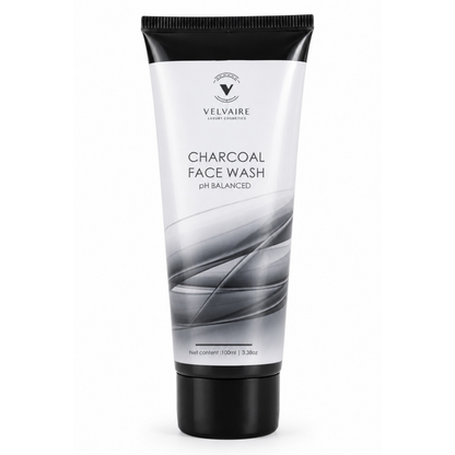 Velvaire Charcoal Face Wash 100ml: best pH balanced deep pore cleanser for oily and acne-prone skin.