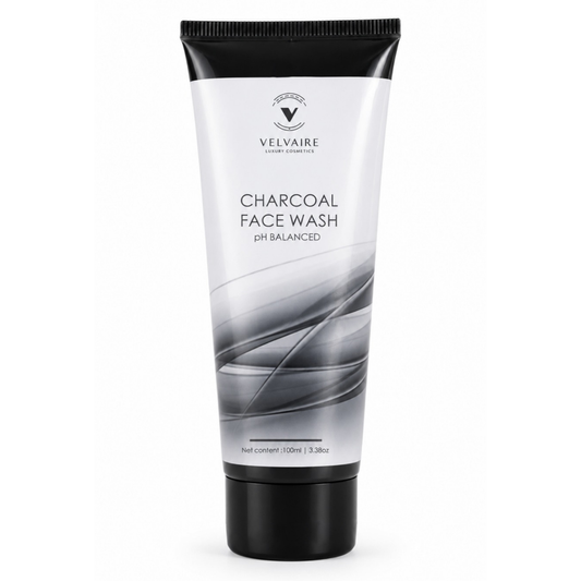 Velvaire Charcoal Face Wash 100ml: best pH balanced deep pore cleanser for oily and acne-prone skin.