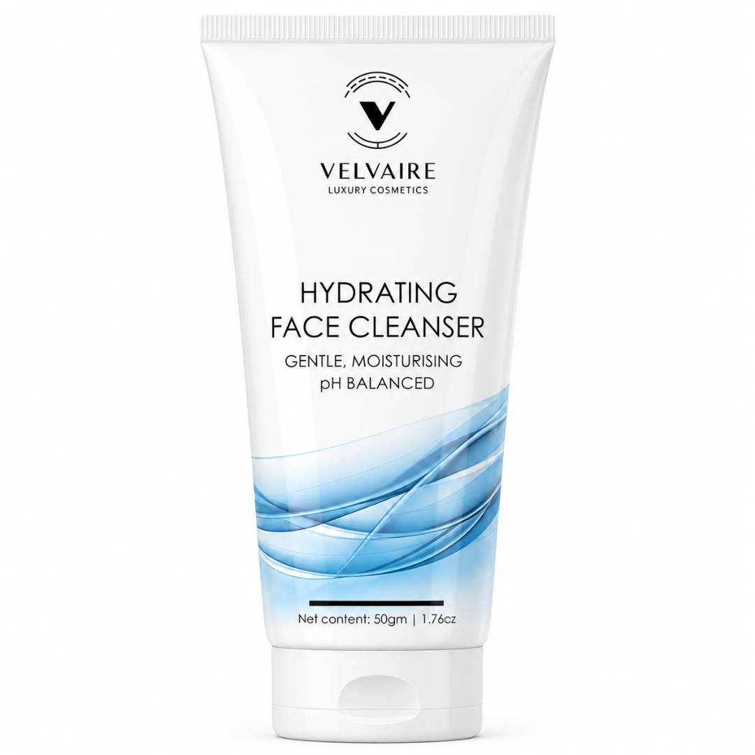 Velvaire Hydrating Face Cleanser 50g: best gentle moisturising pH balanced face wash for dry and sensitive skin.