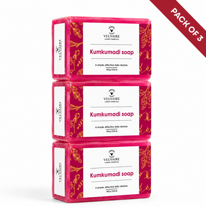 Velvaire Kumkumadi Soap Pack of 3: best Ayurvedic skin brightening bath soap bar for glowing skin, even tone, and daily cleansing.