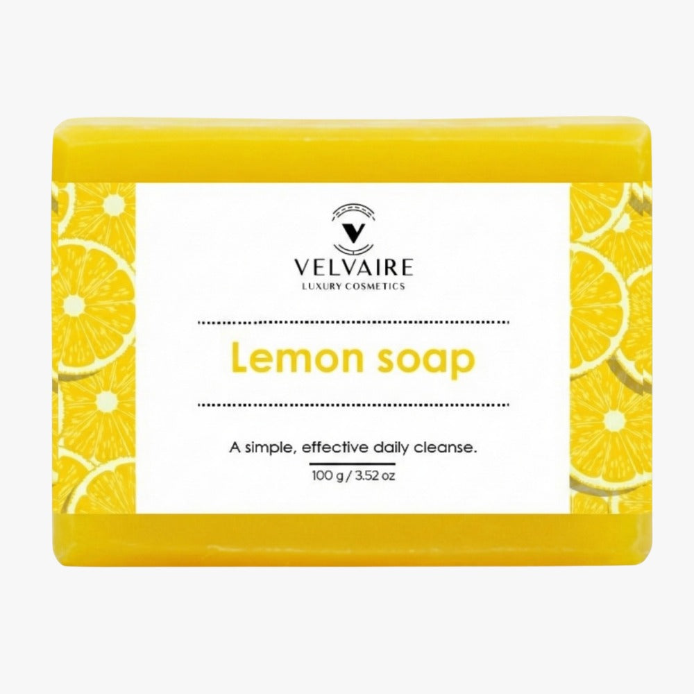 Velvaire refreshing Lemon soap bar for oily skin control and deep clarifying daily cleanse 100g