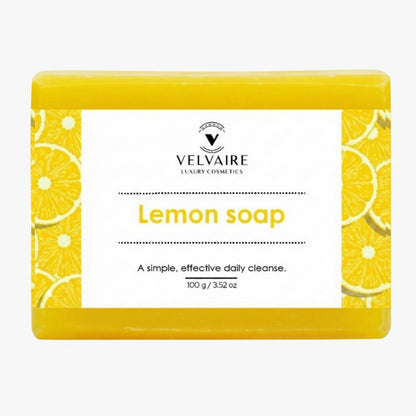 Velvaire refreshing Lemon soap bar for oily skin control and deep clarifying daily cleanse 100g