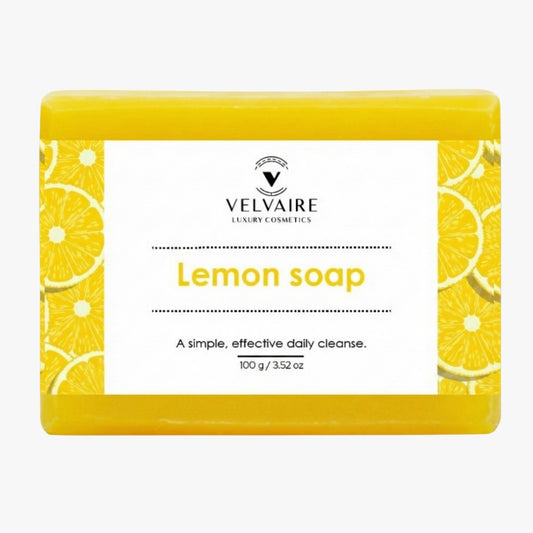 Velvaire refreshing Lemon soap bar for oily skin control and deep clarifying daily cleanse 100g