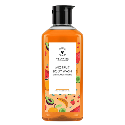 Velvaire Mix Fruit Body Wash 250ml: gentle moisturizing shower gel for soft and refreshed skin.