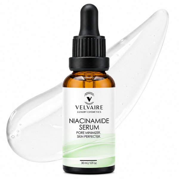 Velvaire Niacinamide Serum 30ml: best pore minimizer face serum for open pores, dark spots, and skin perfection.