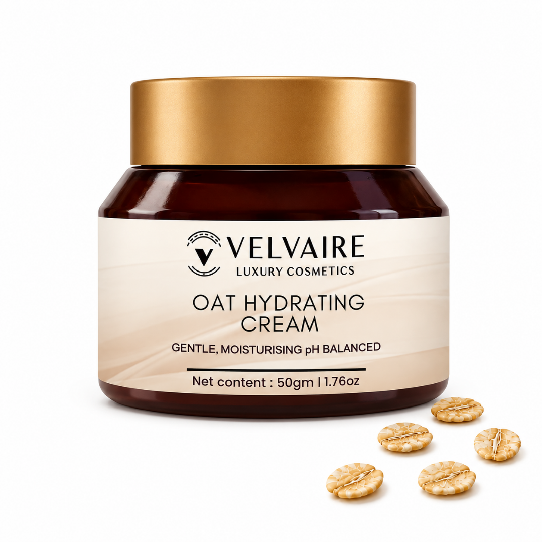 Velvaire Oat Hydrating Cream 50g: best gentle pH balanced daily moisturizer for dry and sensitive skin.