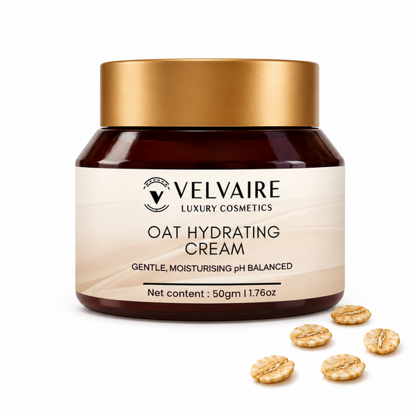 Velvaire Oat Hydrating Cream 50g: best gentle pH balanced daily moisturizer for dry and sensitive skin.