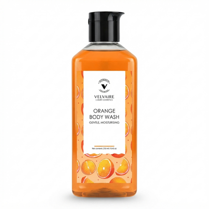 Velvaire Orange Body Wash 250ml: best moisturizing shower gel for gentle cleansing and daily hydrations.