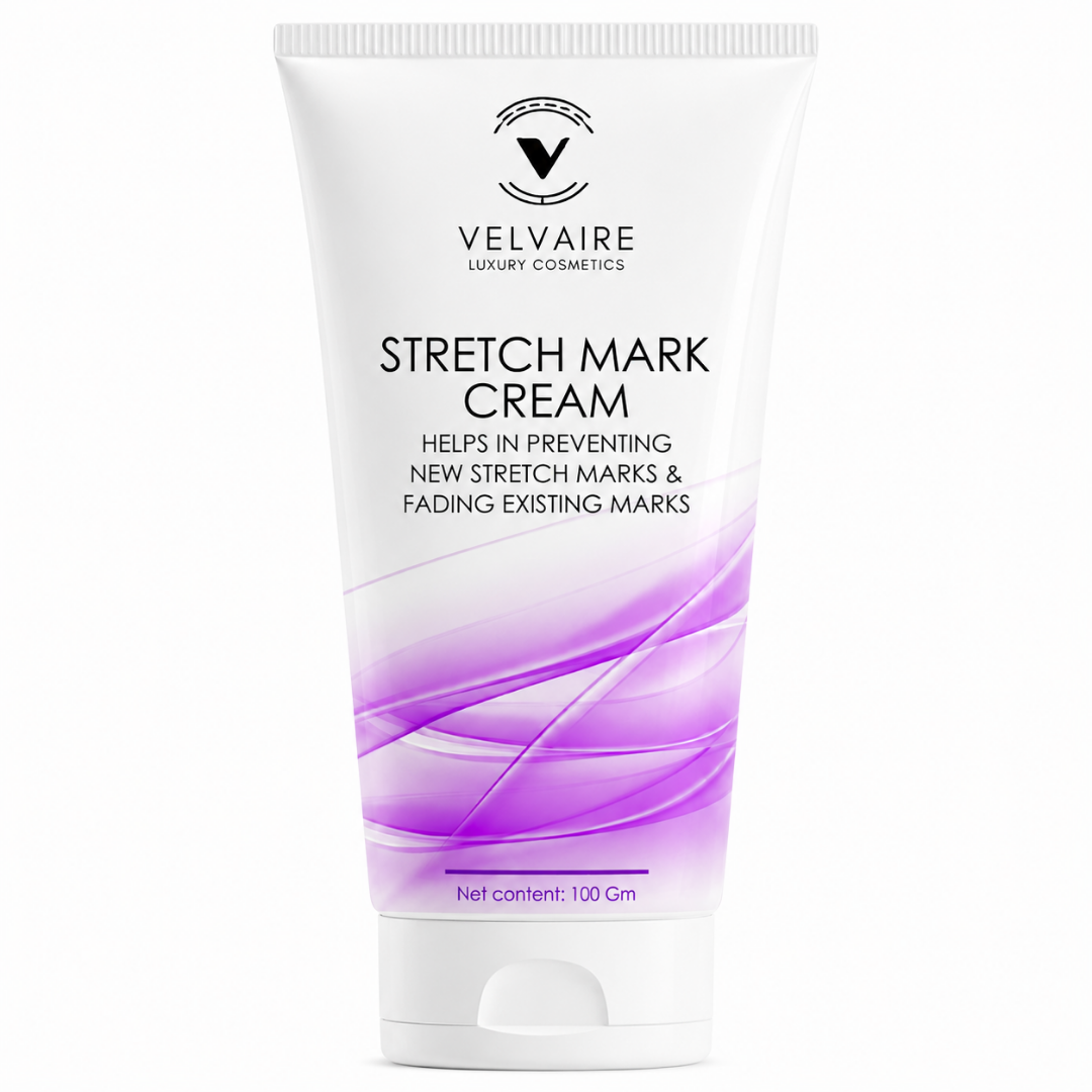 Velvaire Stretch Mark Cream 100g: best organic cream to fade existing stretch marks and prevent new marks.